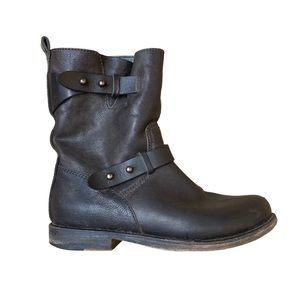 RAG BONE RB Moto Boot black Leather boots straps metal hardware women 6 engineer
